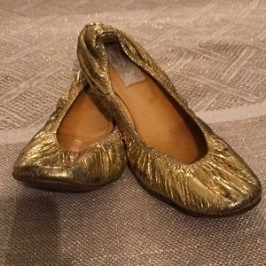 Lanvin metallic gold flats sz 11
